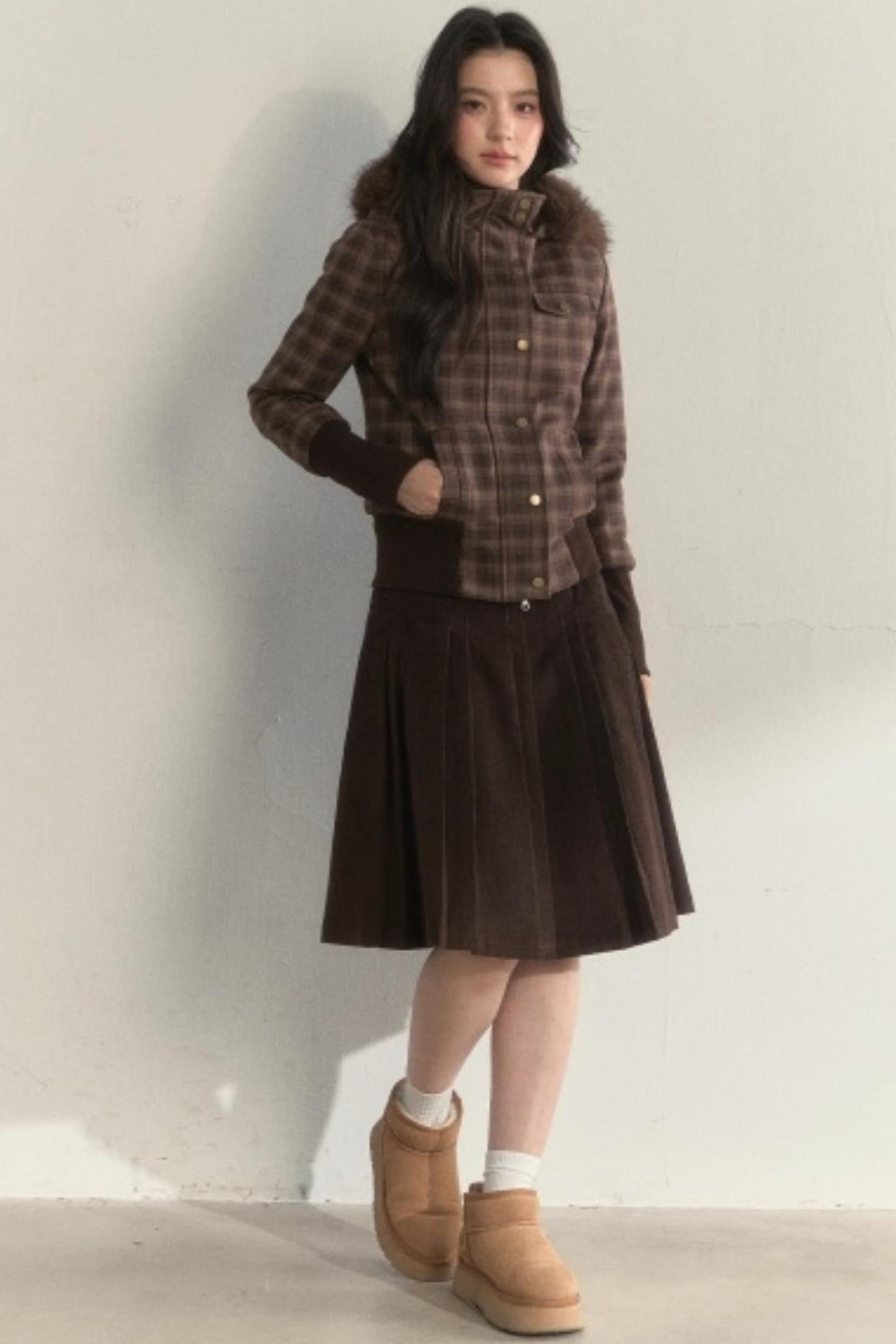 Vintage Fur Collar Fleece Jacket