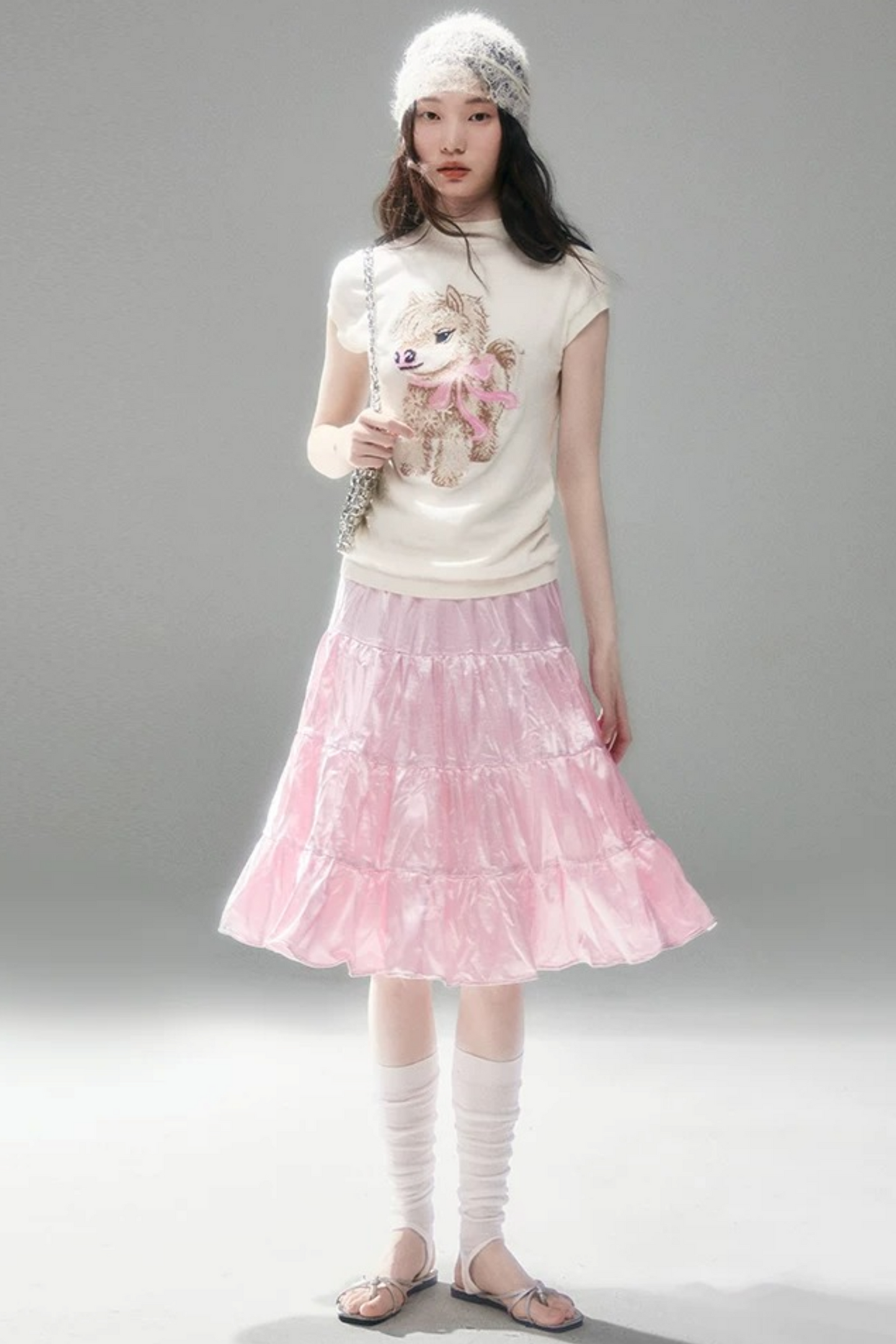 Bow-Tie Jacquard Cotton T-Shirt Set-Up