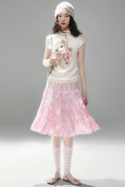 Bow-Tie Jacquard Cotton T-Shirt Set-Up