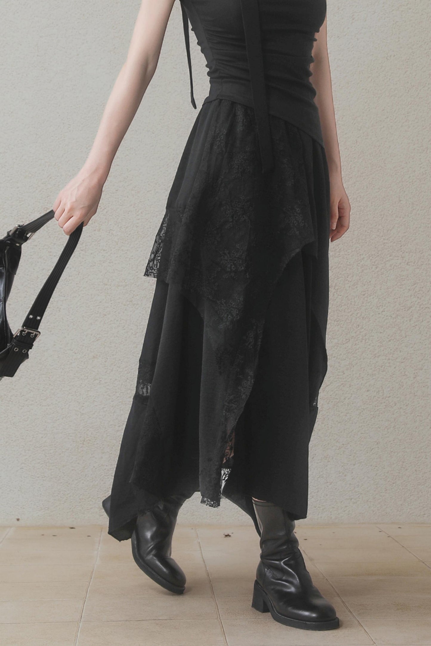 Dark Lace Midi Skirt