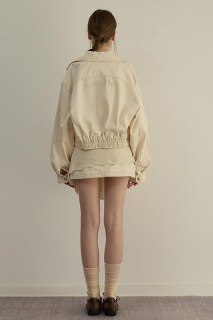 Embroidered A-Line Jacket Skirt Set-Up