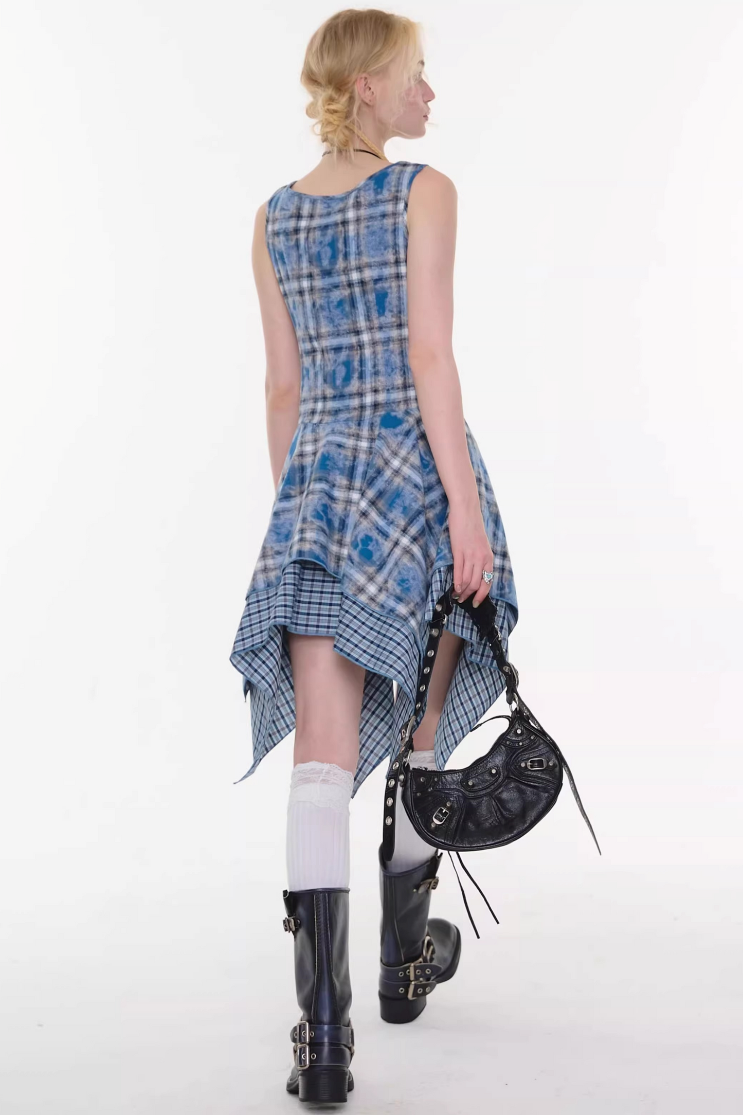 Sea Mist Plaid Strap Dress