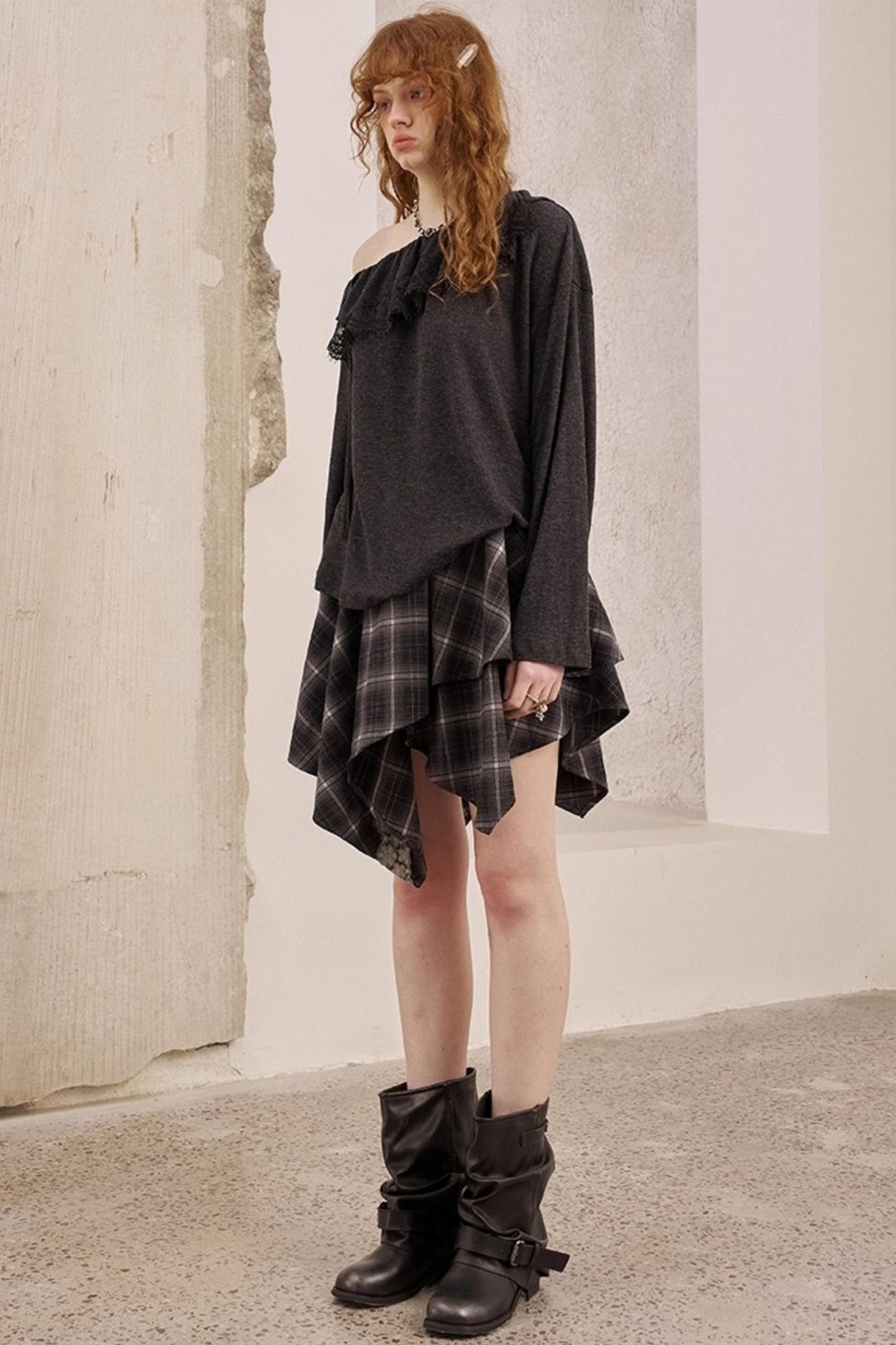 Lace Panel Loose Knit Top