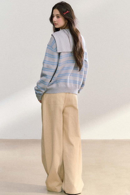 Striped Basic Cardigan Sweater