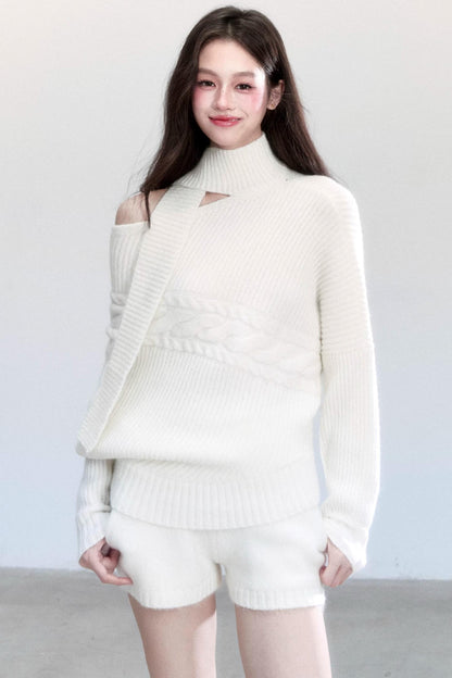 Korean Bat Sleeve Top Shorts Set-Up