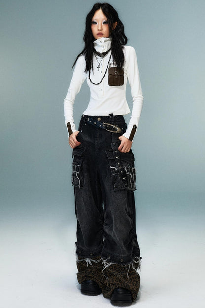 Punk High Neck Slim Knit Base Top