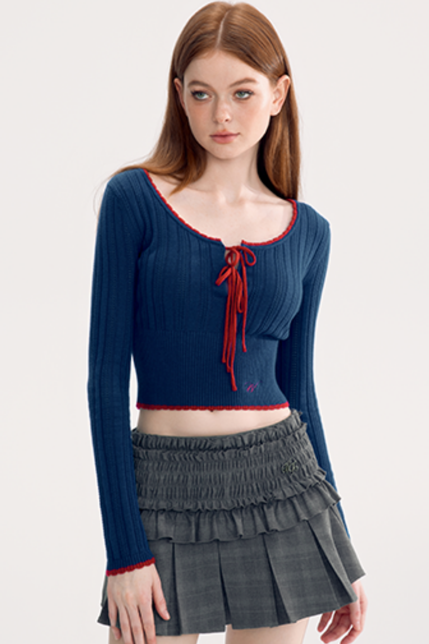 Contrast Jacquard Knit Top