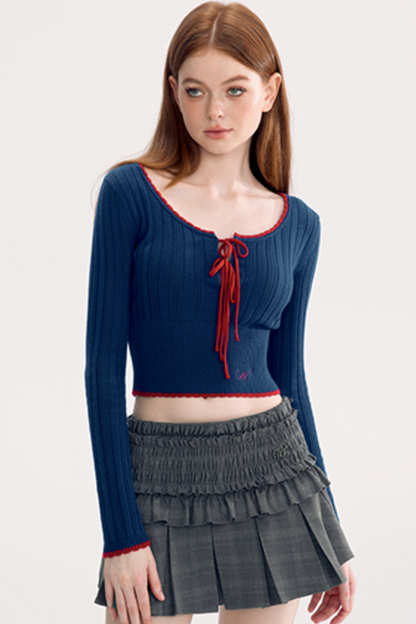 Contrast Jacquard Knit Top