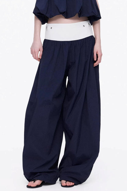 Navy minimalist wide-leg pants