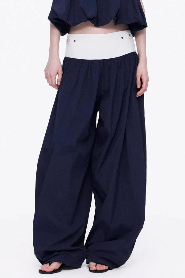 Navy minimalist wide-leg pants