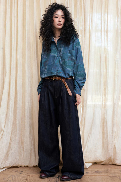 Lazy Breeze Wide-leg Denim Trousers