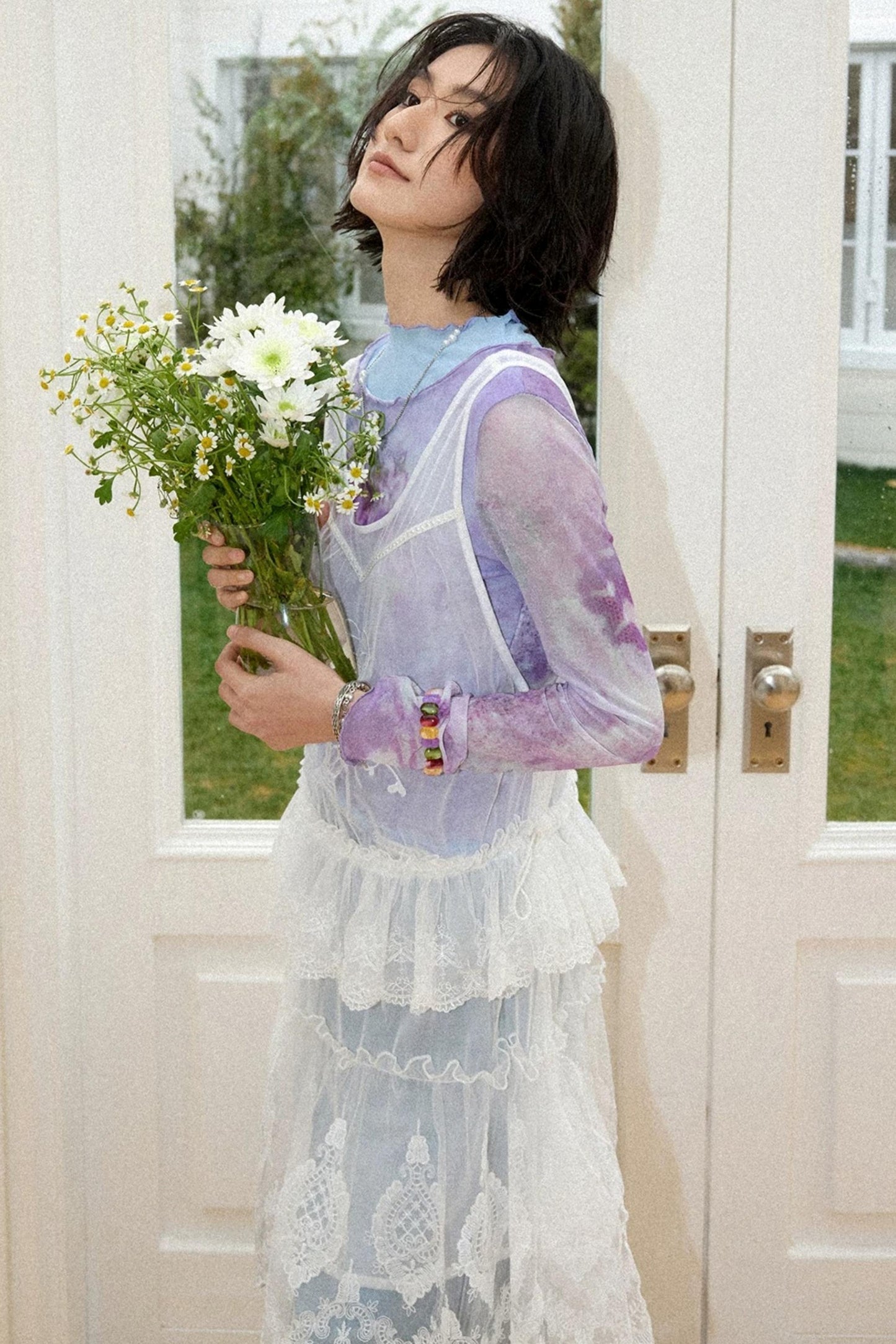 Tea Flower Dance Mesh Top