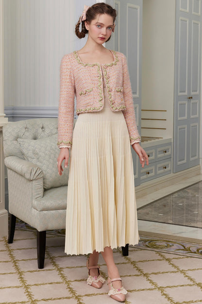 Trio French Heavy Knit Slim Long Dress