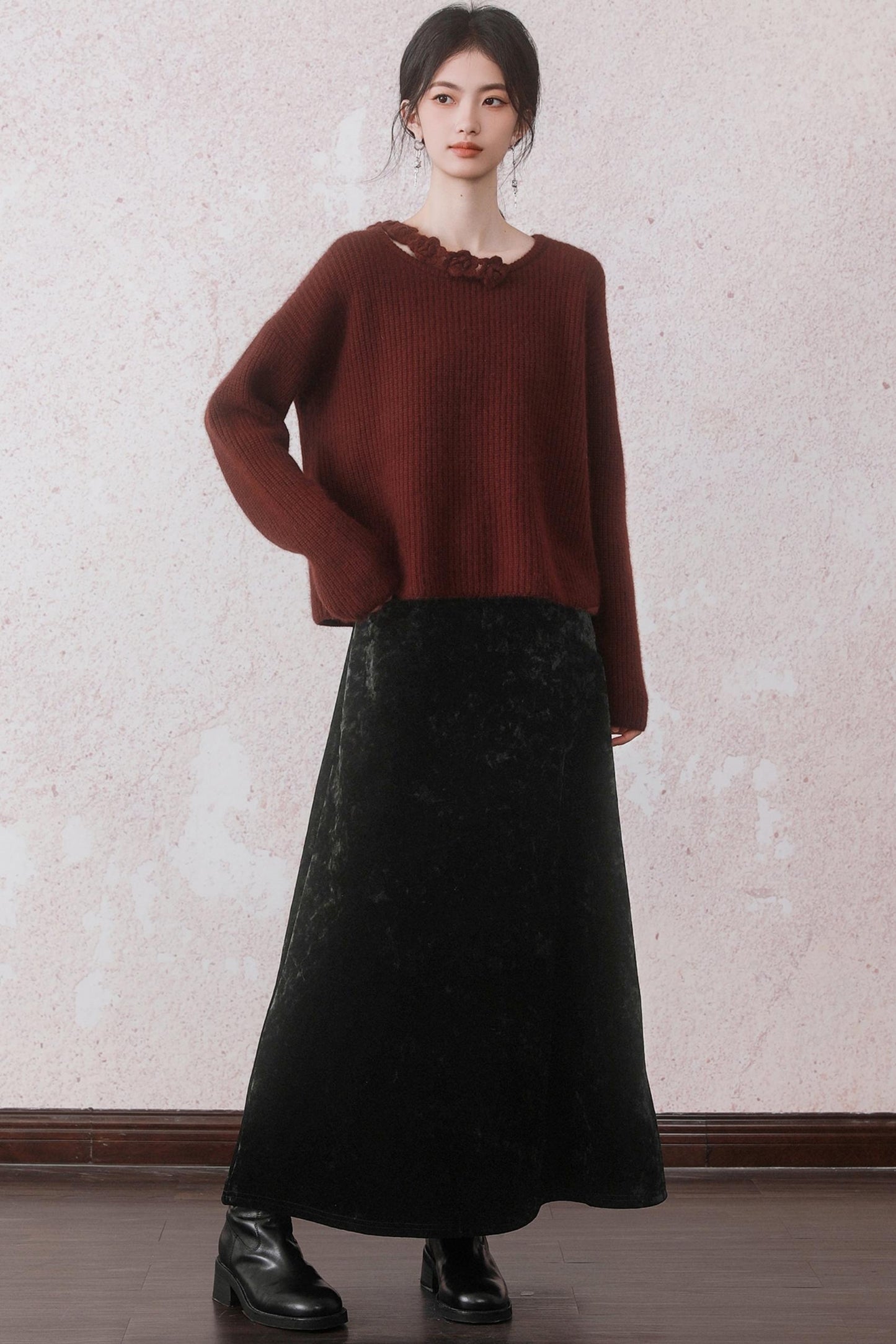 Elegant Red Knit Pullover