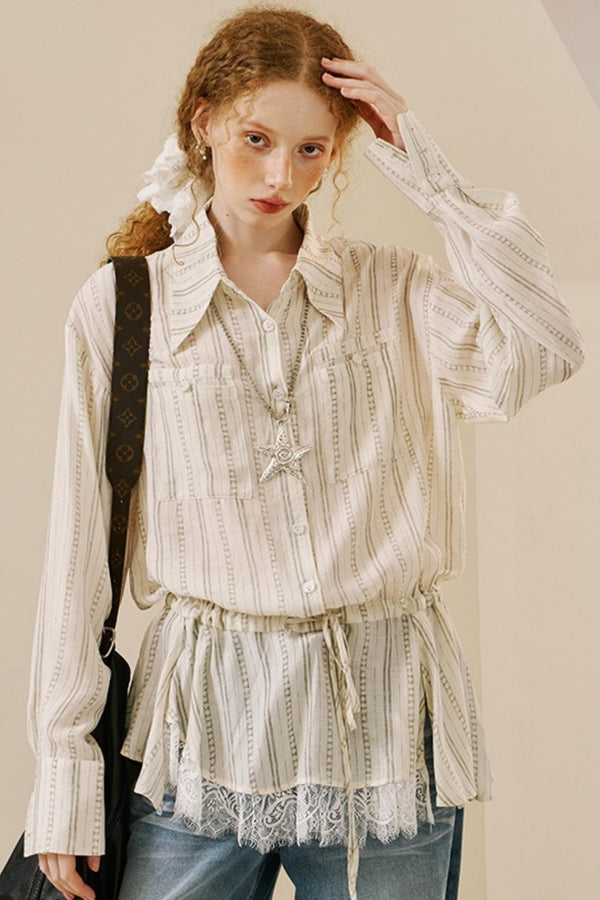 Bohemian Lace Drawstring Shirt