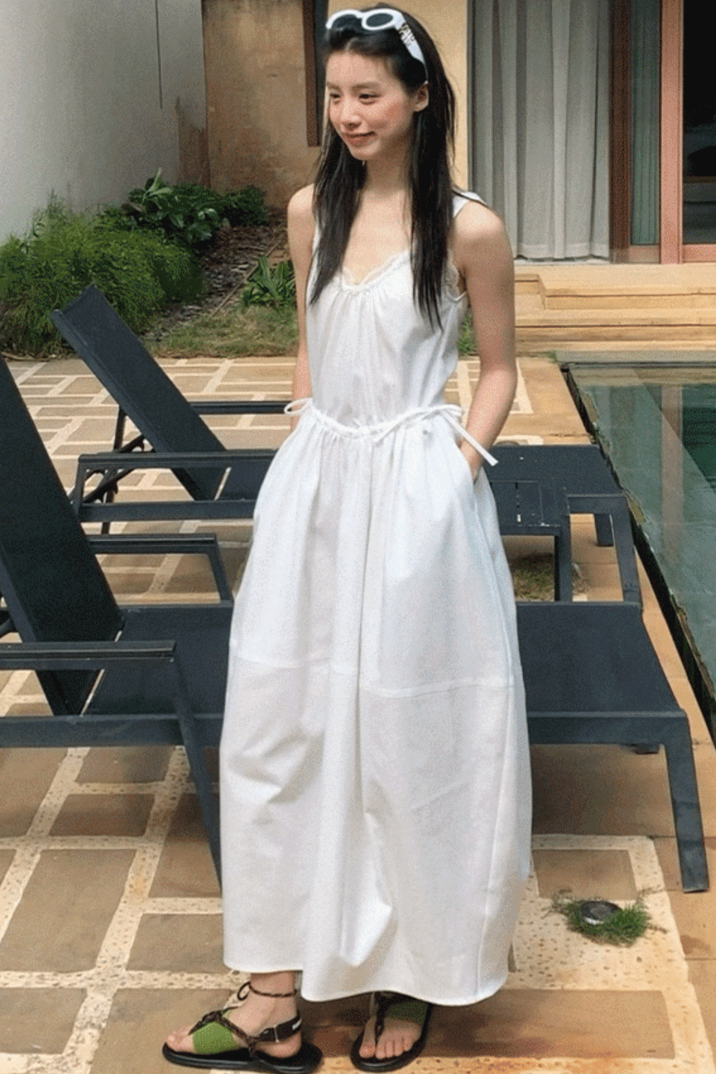 Sycamore Rose Fiber Balloon Skirt Dress