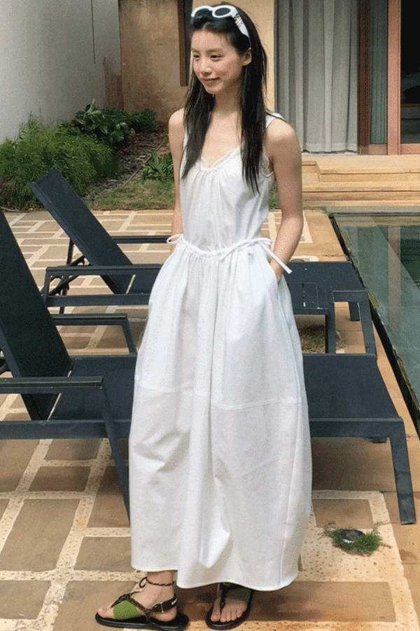 Sycamore Rose Fiber Balloon Skirt Dress