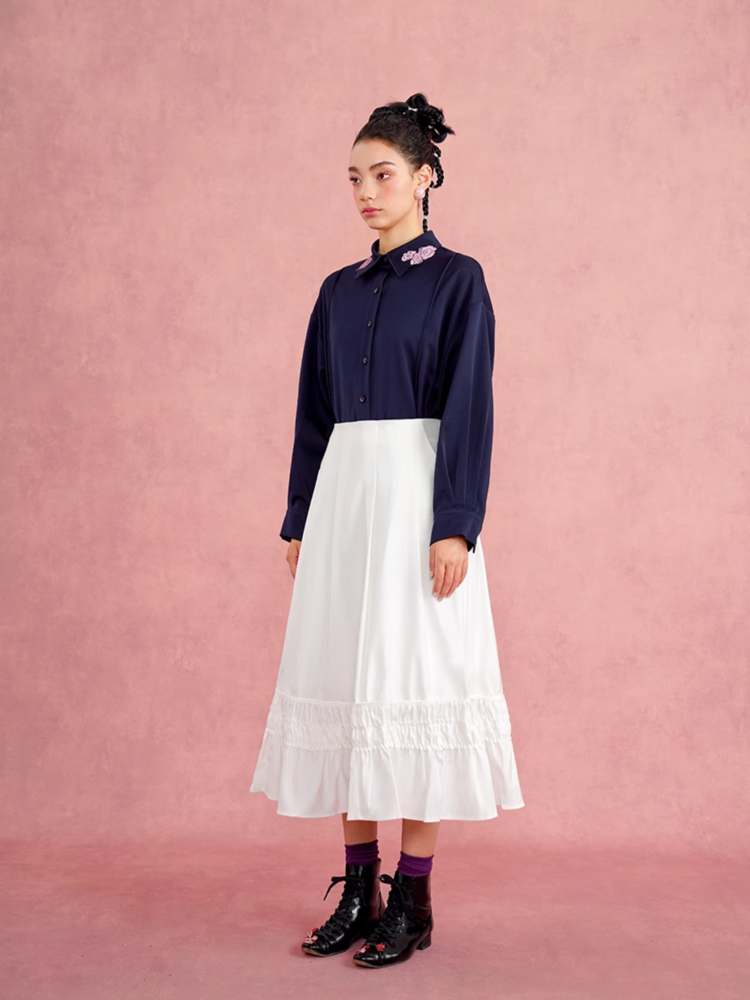 French Elegant Ruffled A-Line Skirt