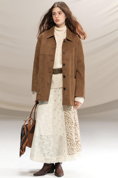 Silk Leopard Print Patchwork Skirt