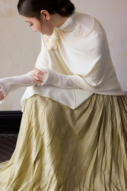 Autumn White Wool Cape