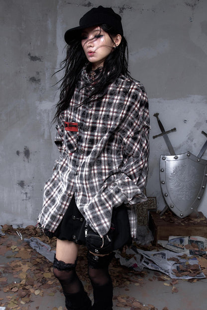 Gray Plaid Punk Shirt