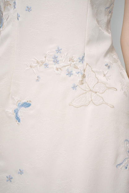 Chinese Style Embroidered Short Sleeve Dress