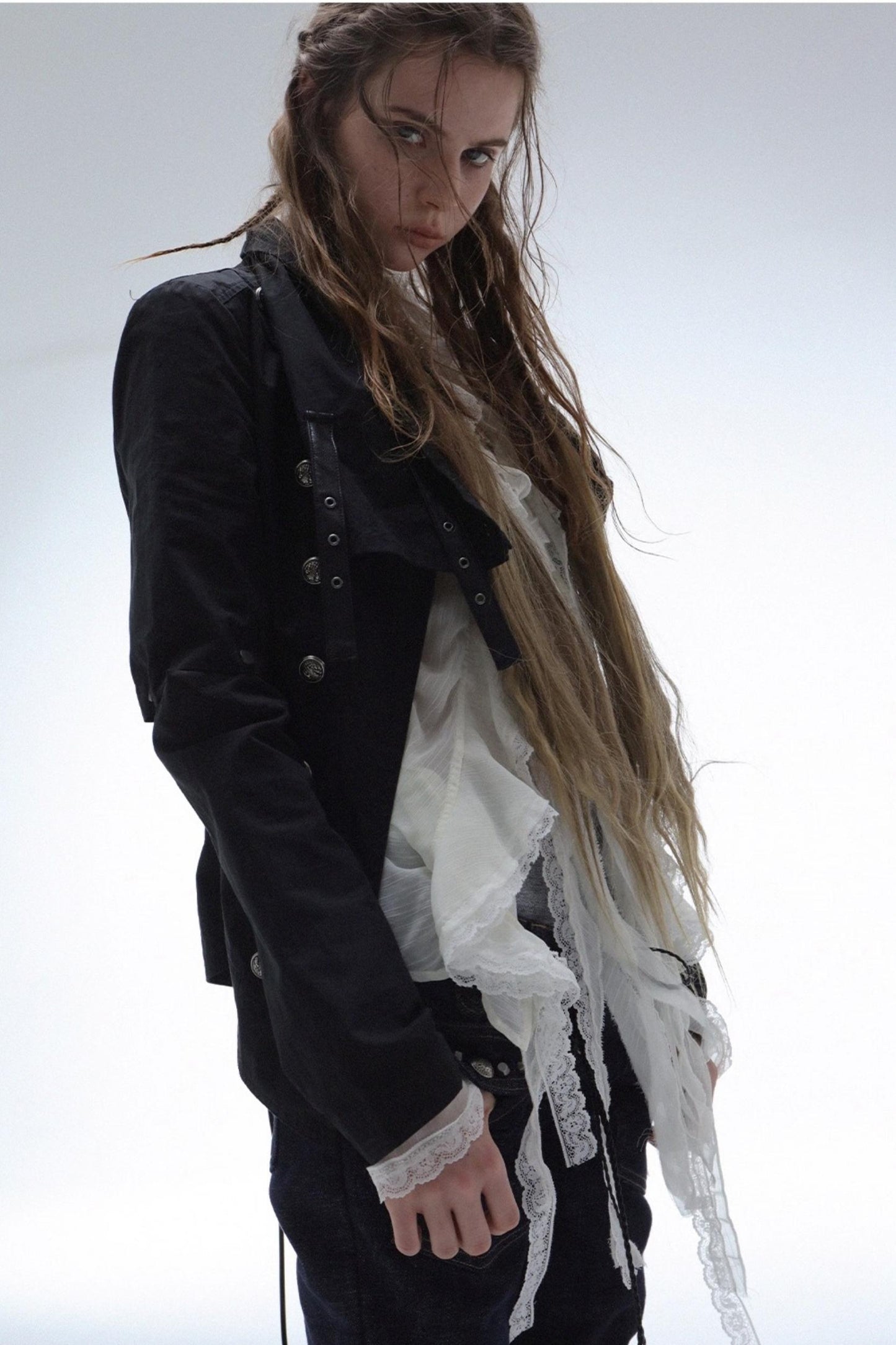 Ruffled Chiffon Yarn Shirt