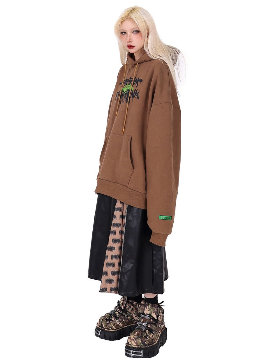 Hooded loose street hip hop coat