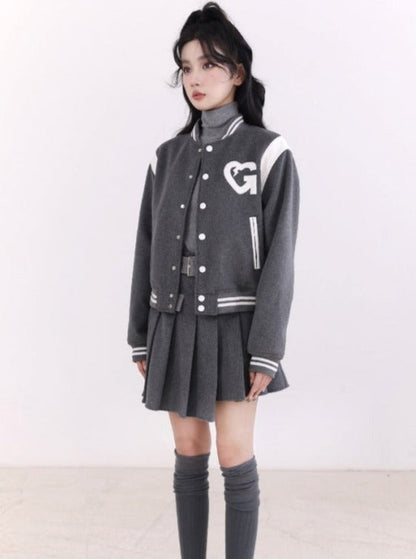 American baseball jersey woolen jacket set