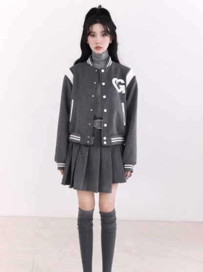 American baseball jersey woolen jacket set