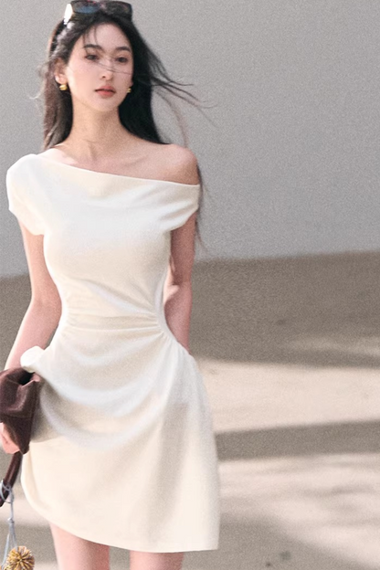 Lyocell-Asymmetrisches-Spitzenkleid