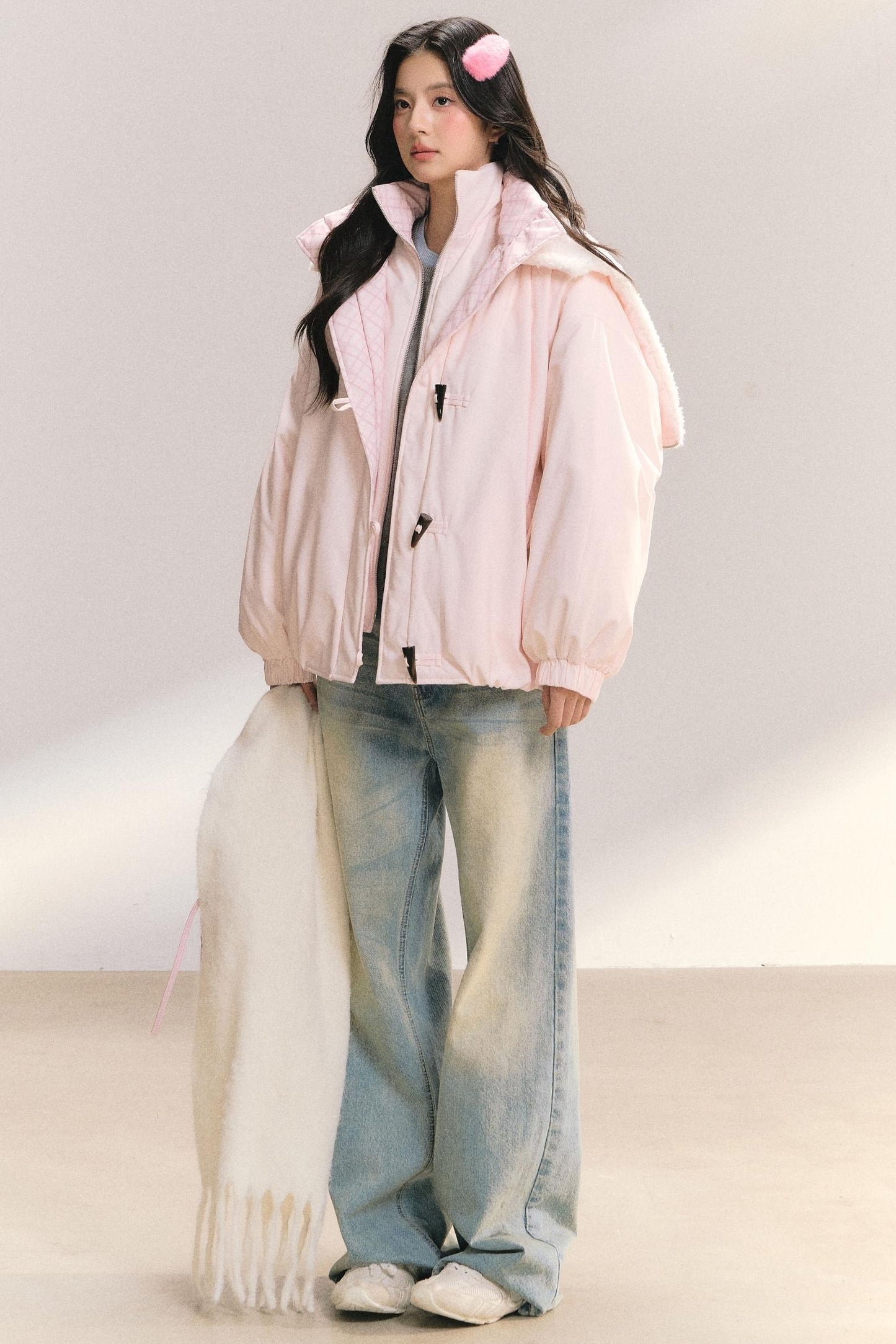 Snow Flakes Plaid Duffle Coat