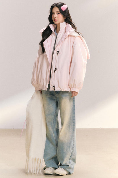 Snow Flakes Plaid Duffle Coat