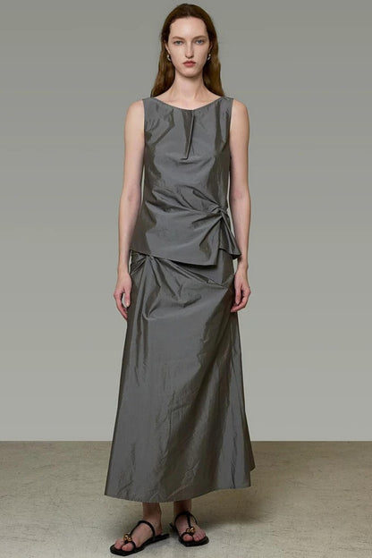 Twist Sleeveless Top and Skirt Set-Up