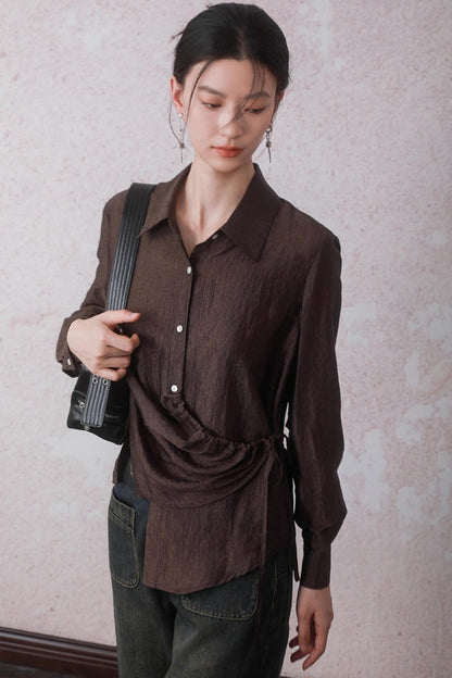 Autumn Acetate Chinese Shirt