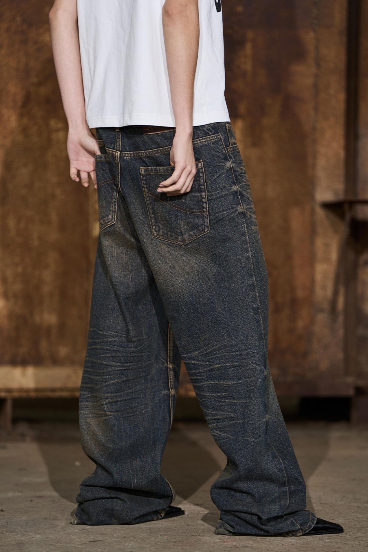 Yellow Distressed Jeans