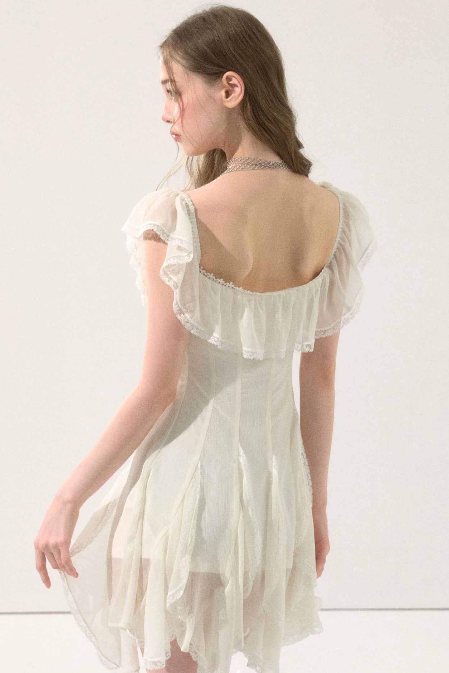 Fairy-Like Ruffled Lace Dress