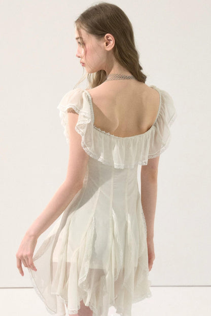 Fairy-Like Ruffled Lace Dress