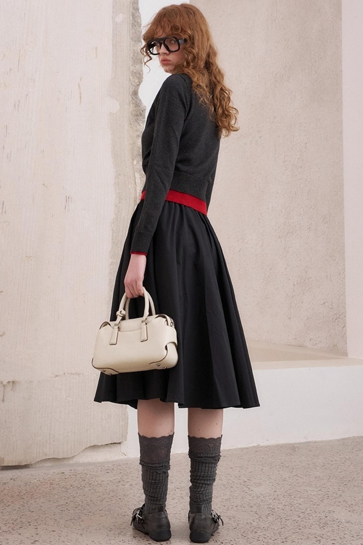 Elegant Pleated Midi Length Skirt