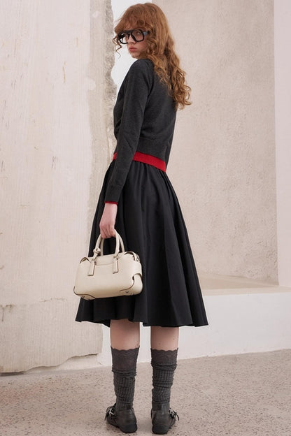 Elegant Pleated Midi Length Skirt