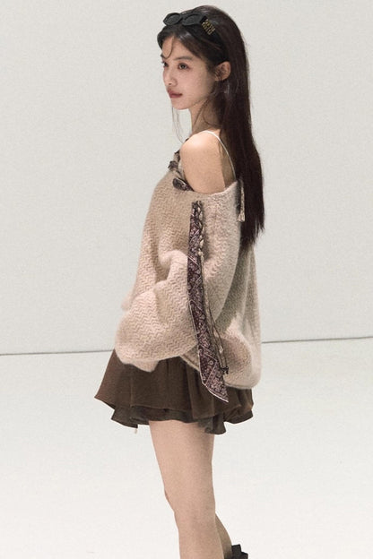 Plaid Color-Blocked Puffy Skirt