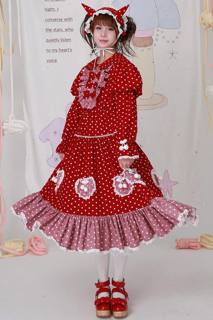 Vintage Christmas Polka Dot Lolita Dress