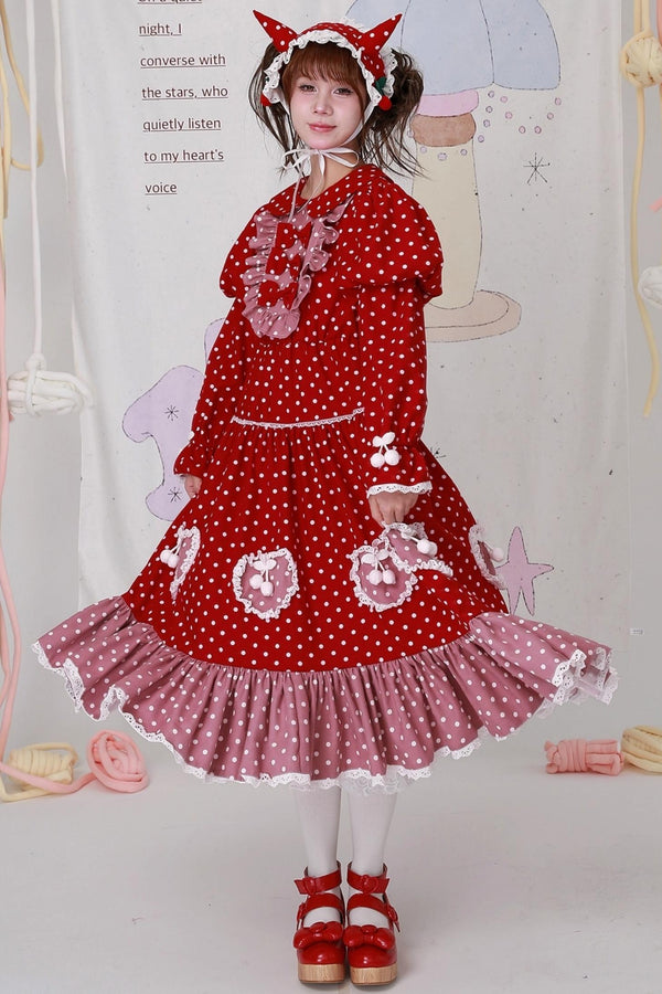 Vintage Christmas Polka Dot Lolita Dress