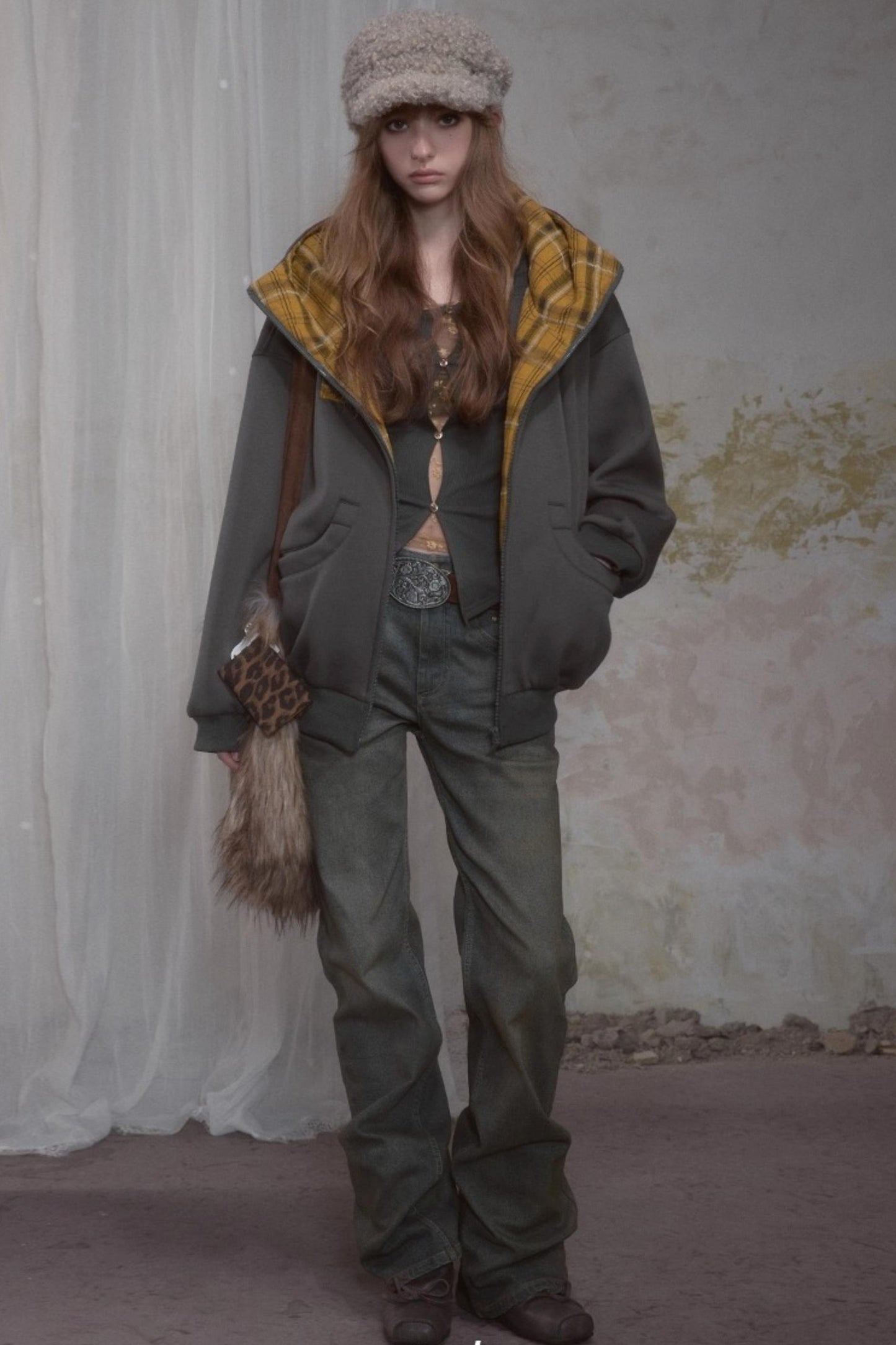 Sweet Lazy Plaid Sweatshirt Jacket