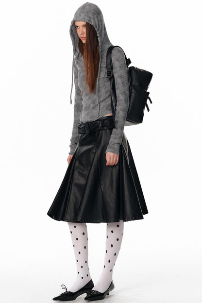 Retro Polka-Dot Hooded Top