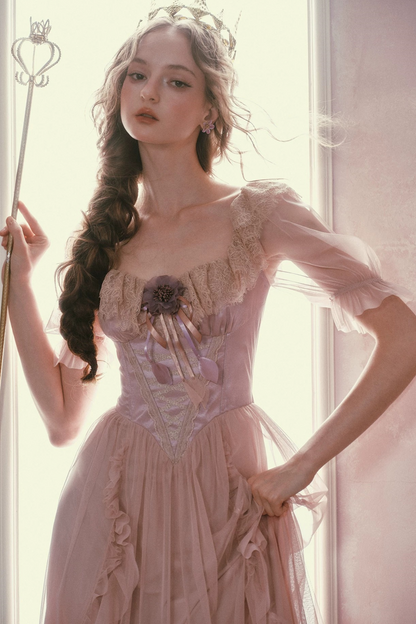 Purple Victorian Corset Mesh Dress