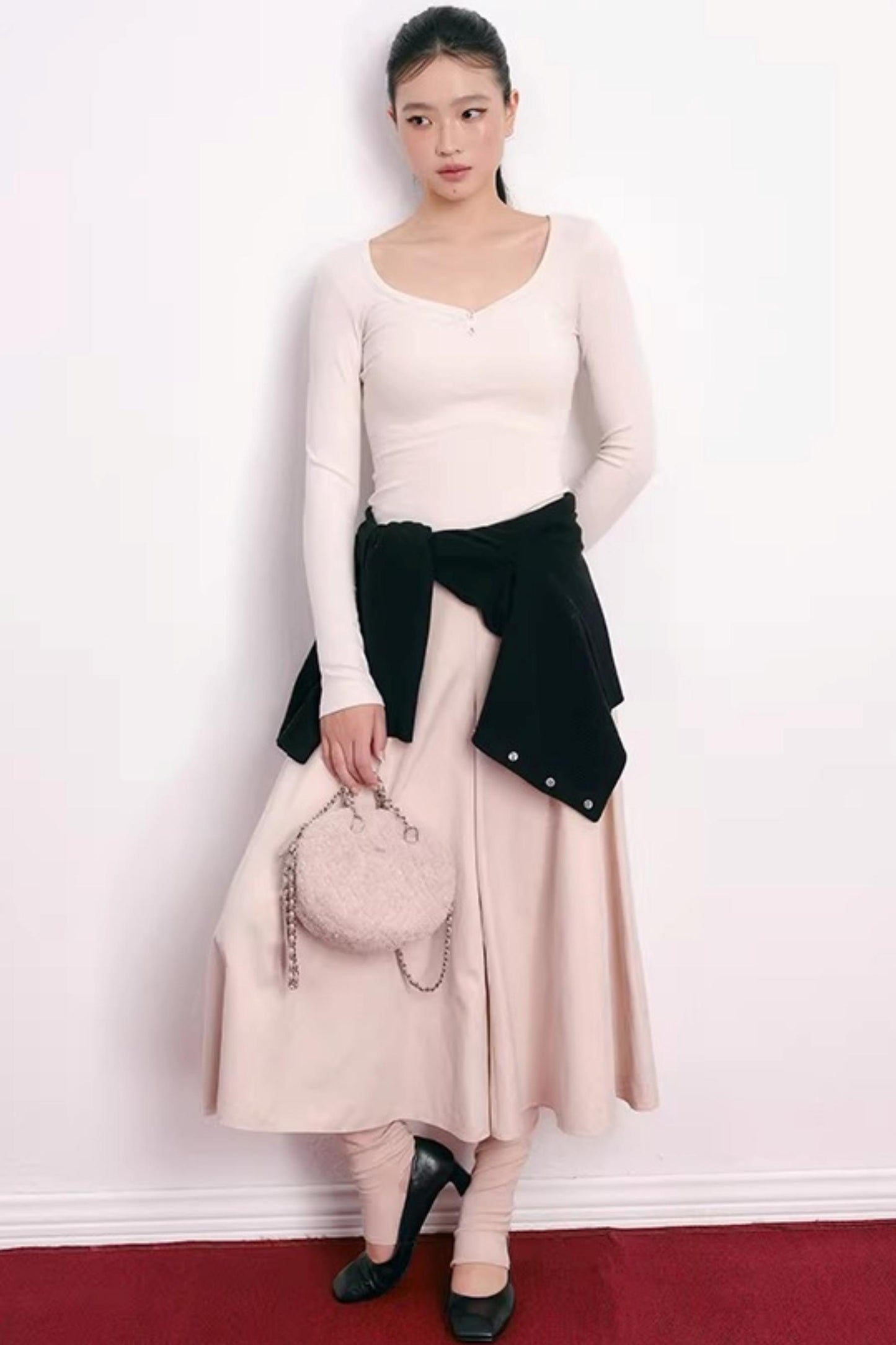 Vintage Pleated Wide-Leg Skirt Pants