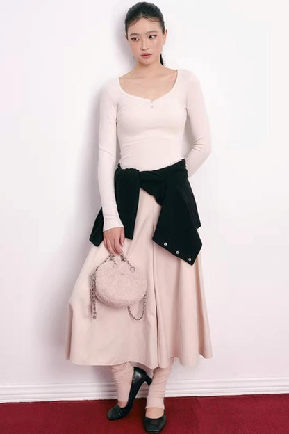 Vintage Pleated Wide-Leg Skirt Pants