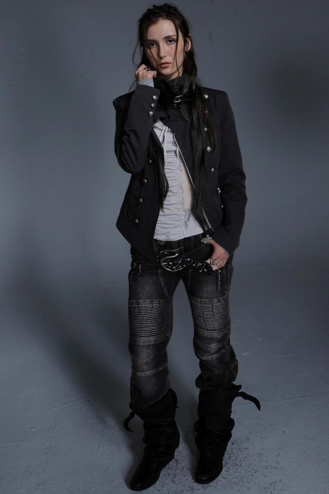 Motorcycle Style Low-Rise Casual Jeans