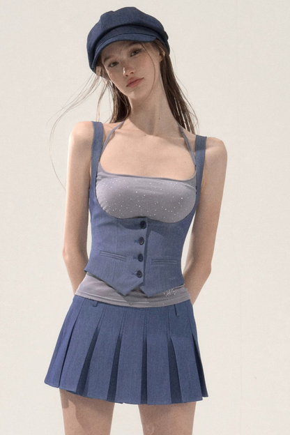 Pleated Low Waist Skirt